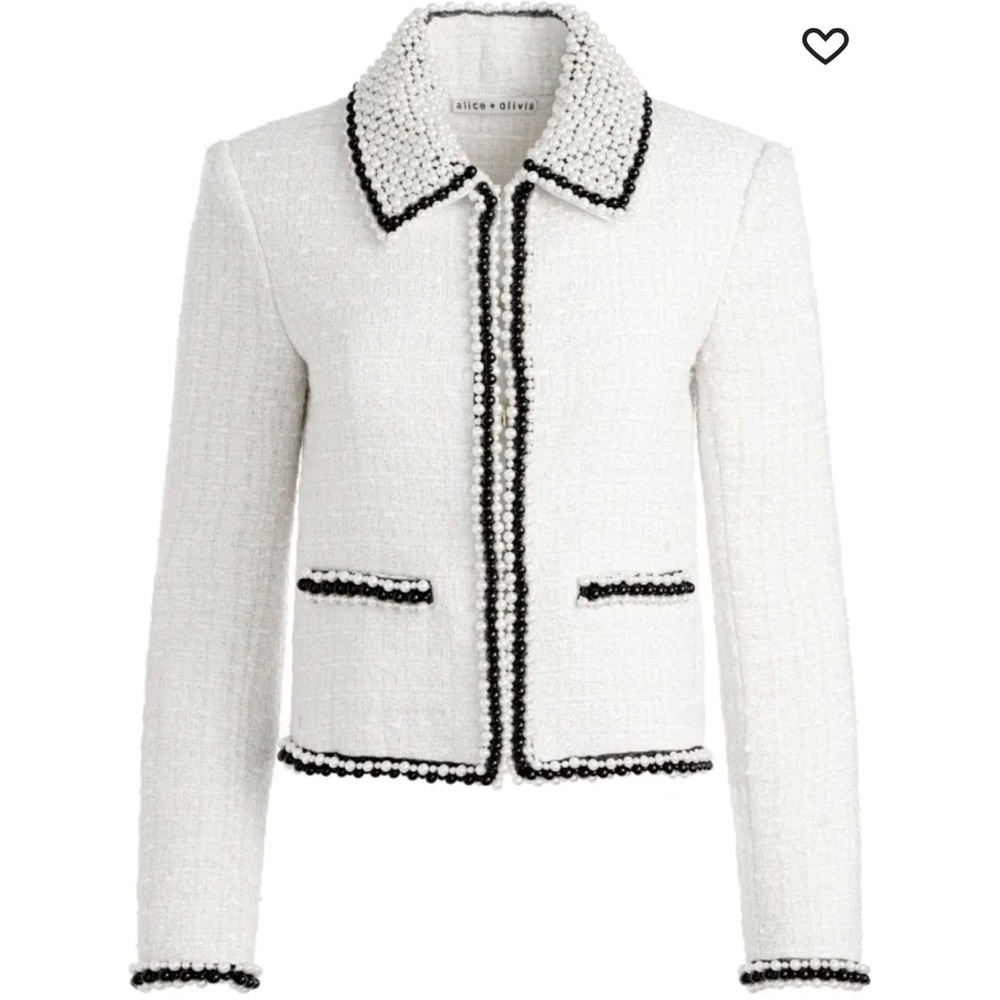 Alice + Olivia Kidman pearl collar boxy jacket